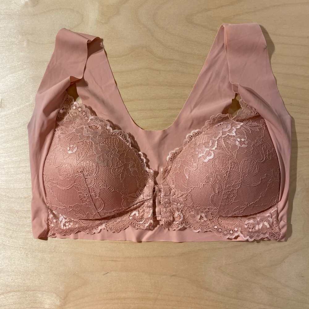 Elegant Lace Women's Intimate No wire Bra - Pink 6XL (CI)